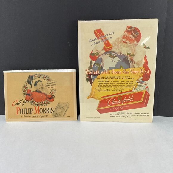 Vintage Philip Morris & Chesterfield Cigarette Advertising Prints Lot Of 2 - Picture 1 of 10